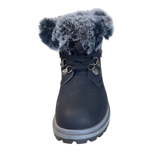 Jessica Carlyle Julio Black Faux Suede Faux Fur Trim Boot Girls Size 2 - Picture 3 of 9